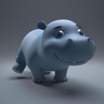 Pixar style 3D render of a baby hippo, 4k, high resolution, trending in artstation