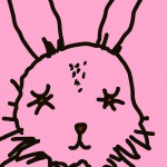 Close up,cute rabbit,doodle in the style,Pink background,bold lines and solid colors,sharpie illustration,Default Style