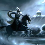 رستم شخصیت اساطیری شاهنامه فردوسی در حال مبارزه با سهراب