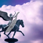 فرشته روی اسب شاخدار دررحالرپرواز بسوی خداوند