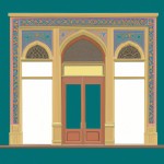 نمای مغازه دو طبقه براساس معماری سنتی ایرانی و کاشی کاری اصفهان