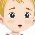 کودک ۴.۵ ساله موها بور شانه به سمت راست چشم ها قهوه ای بالای چشم راست خال سیاه رنگ ابرو پیوسته گونه و لب ها متوسط