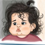 دختر ۸ماهه به اسم فاطمه با چشمان قهوه ای و گردد موهای مشکی