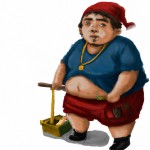 یک مرد کوچه بازاری چاق سبیل دار