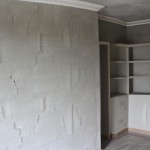 یک دیوار تلویزیون زیباکه با کناف ساخته شده باشه سمت راستش آشپزخانه  و سمت چپش در اتاق خواب باشه