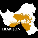 ایران در شکل یک شیر که در حال خوردن اسرائیل است و هم ایران هم اسرائیل در تصویر واضح باشند