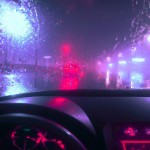 رانندگی در یک شب بارانی در خیابان