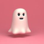 3d rendering A cute ghost made of clay on a pink background