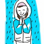 یک انسان شاد در زیر باران