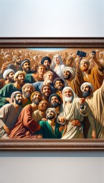 جمعی از شاعران قدیمی ایرانی در حال عکس سلفی گرفتن
