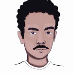 پسری هجده ساله با موی تقریباً فر پیشوني کمی بلند چشمان درشت قهویی دماغ کمی بزرگ با سبیل کم پشت