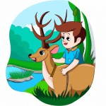 ییک پسر در جنگل بایک گوزن واهو