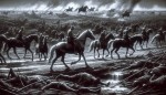 تصویر صحنه ی قتلگاه امام حسین زمانی که اسب ها از روی جنازه ی او‌ رد میشدند
