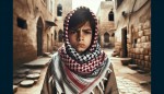 کودک فلسطینی در حال مبارزه با اشغالگران