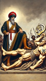 پادشاه ایران کوروش بزرگ که پایش روی بدن یکی از اساطیر اسکاندیناوی به نام ثور است