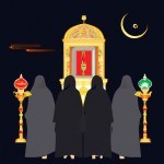 مراسم خاکسپاری حضرت زهرا توسط امام علی و امام حسن و امام حسین بدون نشان دادن چهره آنها
