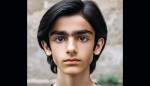 یک بچه لاغر ۱۵ساله از ایران موهای لخت و مشکی چشم درشت و قهوه ای رنگ ابرو های من نازک نیستند ولی کلفت هم نیستند زاویه فک هم دارم دندان های تمیز و صاف