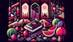 یک طرح گرافیکی از شب یلدا برای جلد کتاب
