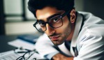 آقای دکتر با عینک و روپوش سفید