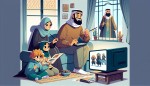 خانواده تهرانی خوشحال در خانه، گرمای خانه با رادیاتور، زمستان