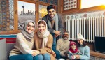 خانواده تهرانی خوشحال در خانه، گرمای خانه با رادیاتور، زمستان