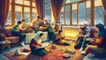 خانواده تهرانی خوشحال در خانه، گرمای خانه با رادیاتور، زمستان