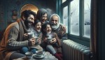 خانواده تهرانی خوشحال در خانه، گرمای خانه با رادیاتور، زمستان