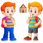 cartoon thinking children's primary school for boys