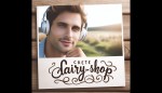 تصویر مردی زیبا که هدفون روی سرش هست و کنارش کلمه dairy-shop چاپ شده