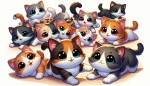 عکس چند بچه گربه کارتونی در حال بازی بدون پس زمینه