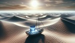 قایقی که در وسط کویر هست و در وسط قایق لپ تاپ باشه و افتاب سوزان باشه