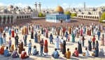 دور مسجد الاقصی افراد از ملیت‌های مختلف جمع شده اند