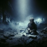 تصویر یک کودک تنها و ناراحت را در جنگ جهانی سوم بکش برای عکس پروفایل