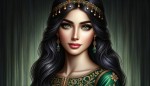 دختره زیبا عرب با لباس سبز بساز