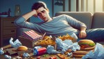 تصویر یه آدم خیلی بیمار که چون غذای ناسالم زیاد خورده بیمار شده