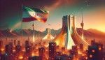 یه عکس با پرچم ایران و برج آزادی و برج میلاد الهام گرفته از شعار رویای ایرانی