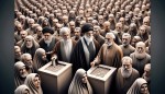 یک طرح زیبای سه بعدی میخوام که در آن مردم ایران  در حال رای دادن در انتخابات هستند و کنار آن ها حضرت آیت الله خامنه و آیت الله خمینی نیز هم هست