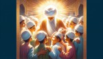 حضرت مهدی امام دوازدهم شیعیان عج الله تعالی فرجه الشریف را در جمع فرزندان و کودکان شیعیان ، صورت ایشان با حاله ای از نور پوشیده شده و صورتشان نمایان نباشد ، در حال نوازش بر سر کودکان هستند ، کودکان در این تصویر با حجاب اسلامی باشند.
