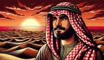 تصویر مردی با لباس عرب در صحرا