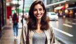 عکس زن با حجاب زیبا 25 ساله ایستاده در خیابان