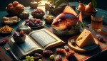 قرآن در رمضان و نوروز ماهی قرمز خرما و پنیر