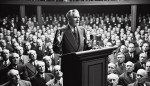 Bernard Baruch uttering the term "Cold War" in a 1947 political gathering.