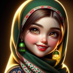 دختر ایرانی با پوشش اسلامی با لبخند و لبای شها سبز زنگ