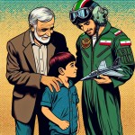 تصویری  کمیک بوک از کودکی سوران را میبینم که در کنار پدرش ایستاده است ، مردی با ابهت با لباس خلبانان جنگنده که نمادی از پرچم ایران دارد نیز در کنارشان ایستاده و با یک دستش دارد سوران را نوازش میکند و با دست دیگرش دارد ماکت هواپیمای جنگنده ای را با لبخند به سوران هدیه میکند