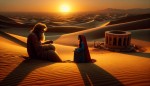 دختر ایرانی در بیابان در کنار چاه با دیو مهربان صحبت می کند