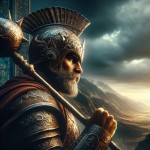 یه عکس بسیار حماسی از رستم قهرمان ایرانی بساز، عکس نشانگر قدرت باشد کلاه خود او کلاه خود پارسیان باشد و دور دست هارا نگاه کند و در دست او گرز مخصوصش باشد