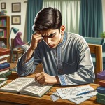 دانش آموزی که نگران امتحان ریاضی ست و برنامه‌ریزی ندارد