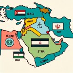تصویری از نقشه کشور فلسطین که کشورهای عراق و یمن سوریه لبنان و ایران که فلسطین را از دست اشغالگران  آزاد کرده