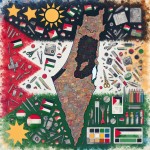 تصویر نقشه کشور فلسطین با بک گراند رنگ پرچم این کشور