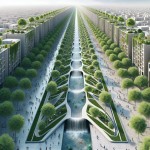 پیاده راه بزرگی به عرض 60 متر وسط اون پیاده راه درختان بزرگ چنار باشه وسط پیاده راه جوی آب با حوض است قسمت های از پیاده رو چمن شده ساختمان های اطراف این خیابان معماری ایرانی مدرن رو داشته و از درخت ها کوچک تر باشن توی حوض نوشته شهر بهارستان